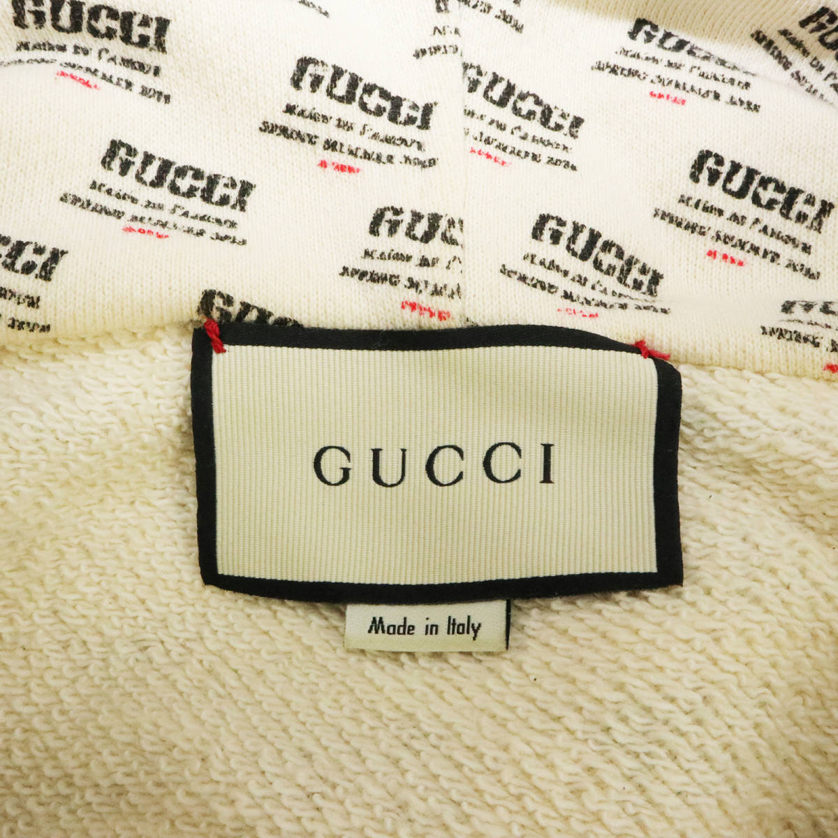 GUCCI グッチ パーカー スタンプロゴ 総柄 プルオーバー スウェット 