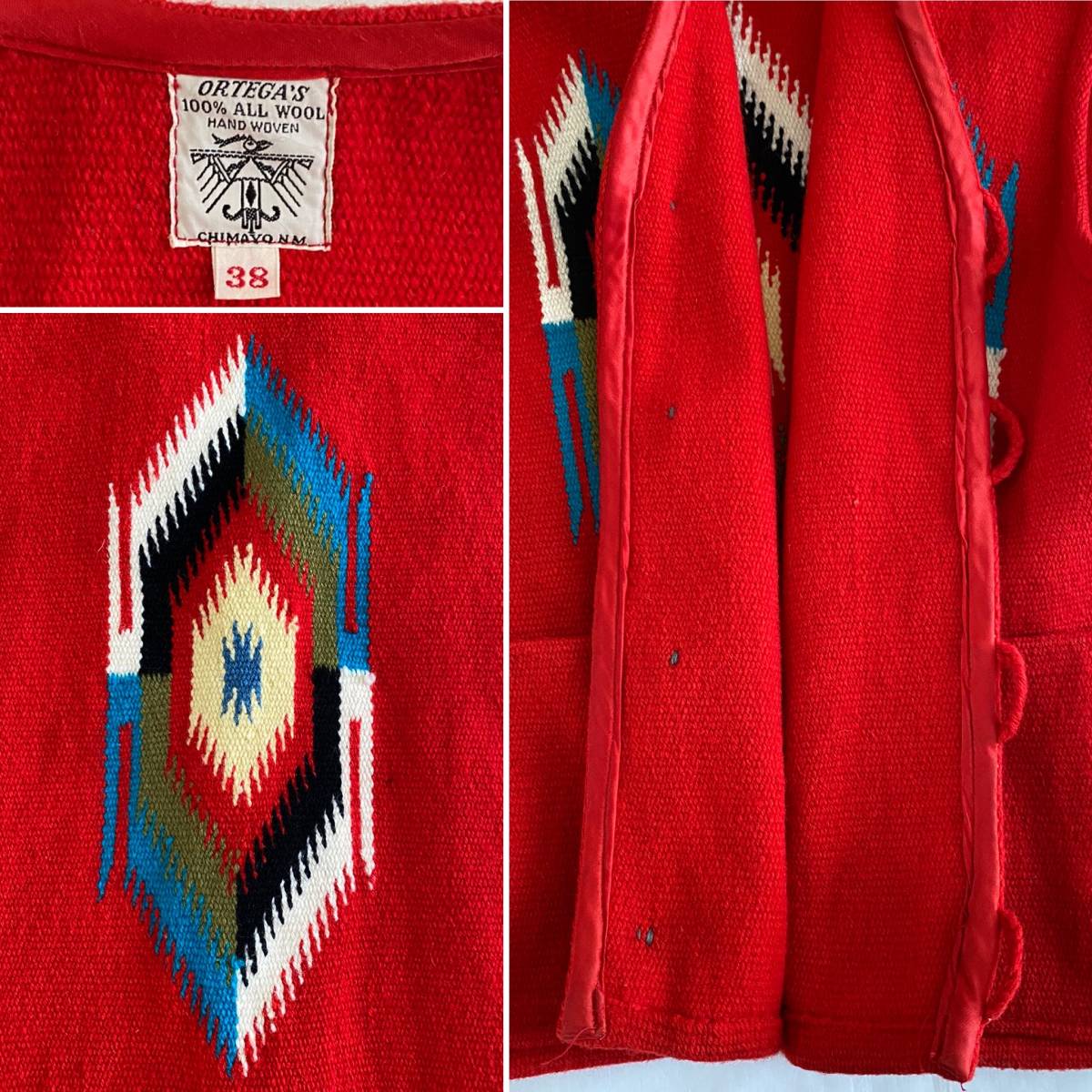 ORTEGA'S CHIMAYO VEST USED オルテガ チマヨ ベスト サイズ 38 Red 赤