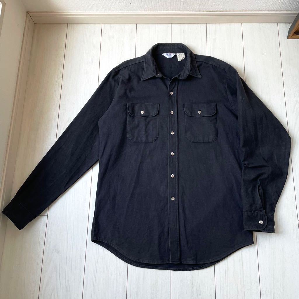 sizeL-TALL 黒 90s USA製 FIVE BROTHER ブラック ネルシャツ  