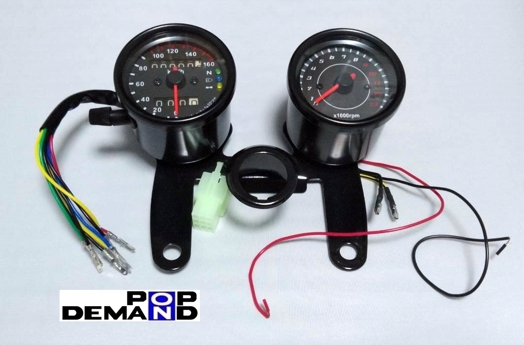 ◇送料無料◇汎用 Ver.2 ブルー LED メーターセット スピード・タコ 