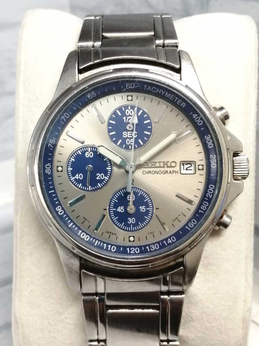 動作品 SEIKO セイコー 7T92-0BA0 クロノグラフ クォーツ腕時計 メンズ