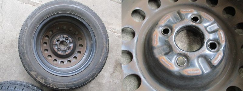 三菱純正 14インチ スチールホイール 夏タイヤ付 4本 175/65R14 7～8分 