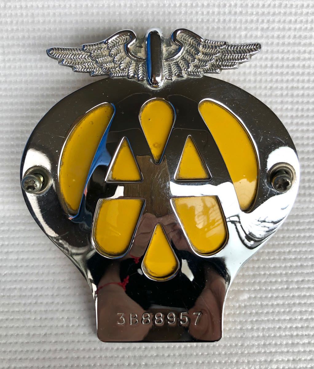 英国製AAバッジ当時ものオリジナル品カーバッジ　グリルバッジ イギリスAA グリルバッジ 当時物 ビンテージカーバッジ Automobile