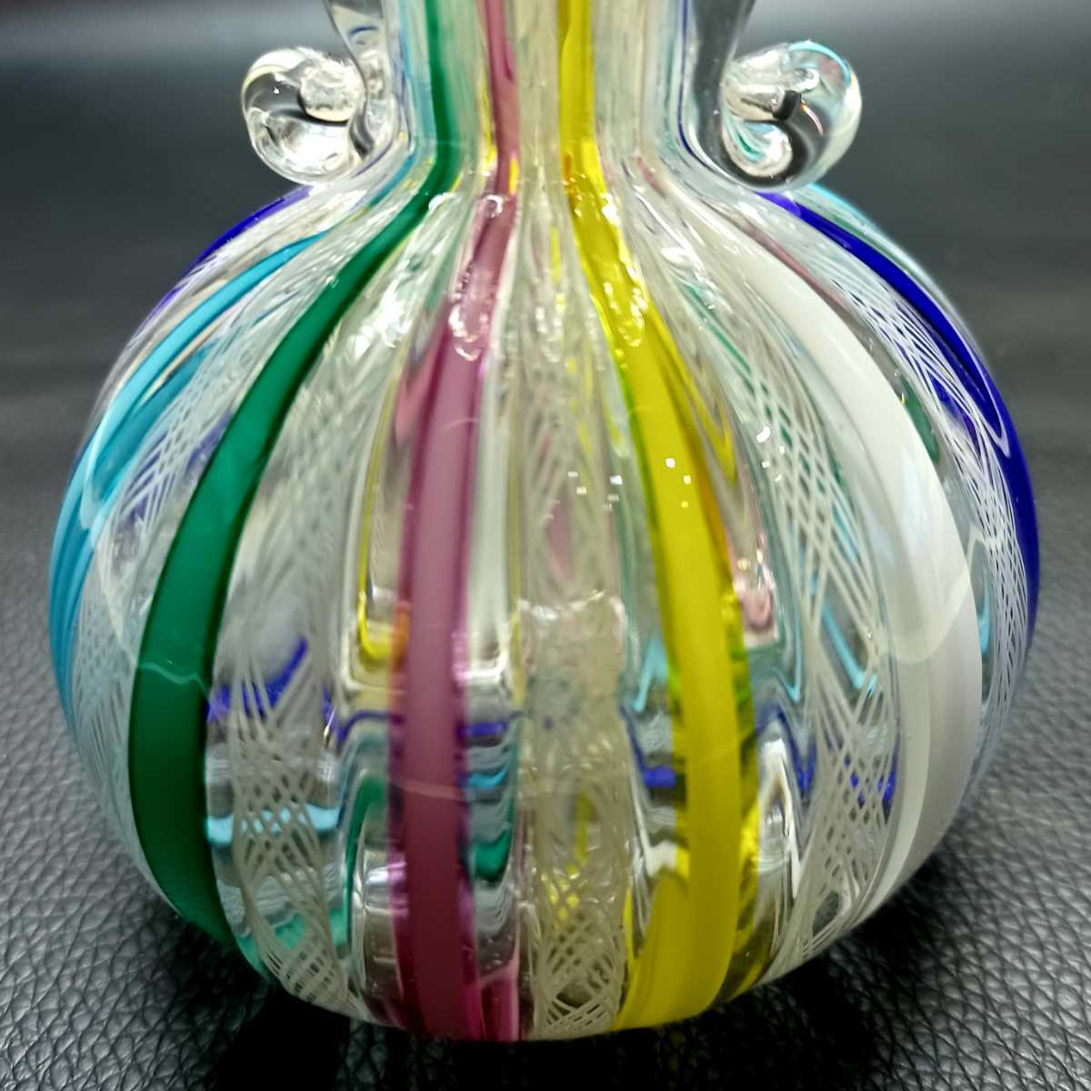 MURANO ムラノ 金彩 双耳 グリーン 花器 オブジェ