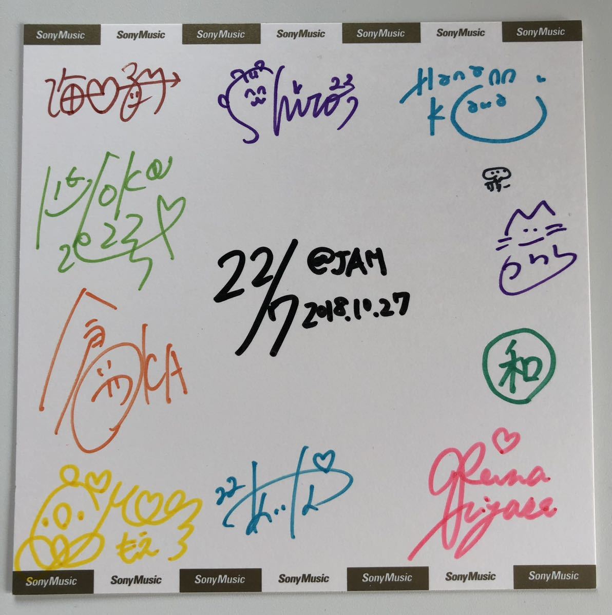 ナナブンノニジュウニ @JAM 2018.10.27直筆サイン入 色紙 送料無料