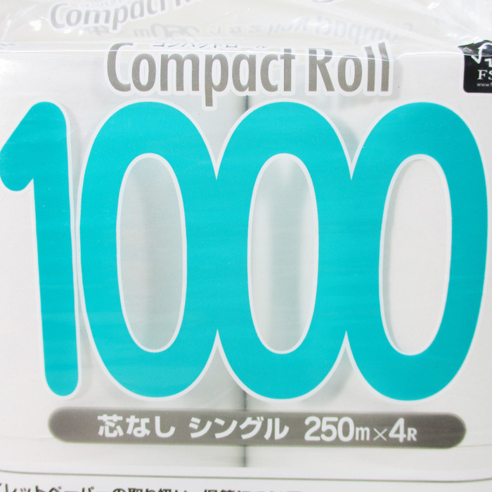 : 250m コンパクトロール1000 丸富製紙 4ロール シングル コンパクトロール ペンギン 4Rシングル ケース品 トイレットペーパー 4ロール×8パック 4ロールシングル 5倍巻き 0 250m（再生