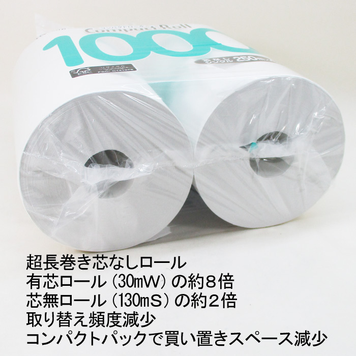 : 250m コンパクトロール1000 丸富製紙 4ロール シングル コンパクトロール ペンギン 4Rシングル ケース品 トイレットペーパー 4ロール×8パック 4ロールシングル 5倍巻き 0 250m（再生