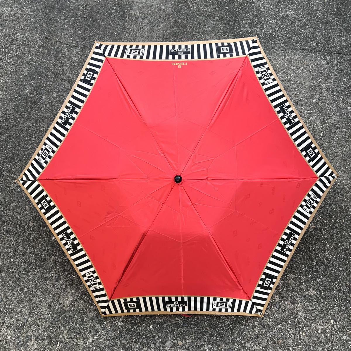 大人気】フェンディ FENDI 折り畳み傘 ブラック 良品 袋付き FFロゴ