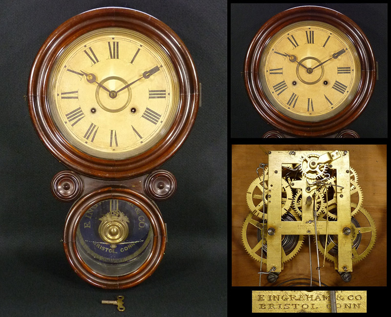 四つ丸時計 イングラハム ダルマ時計 掛時計 ジャンク アンティーク