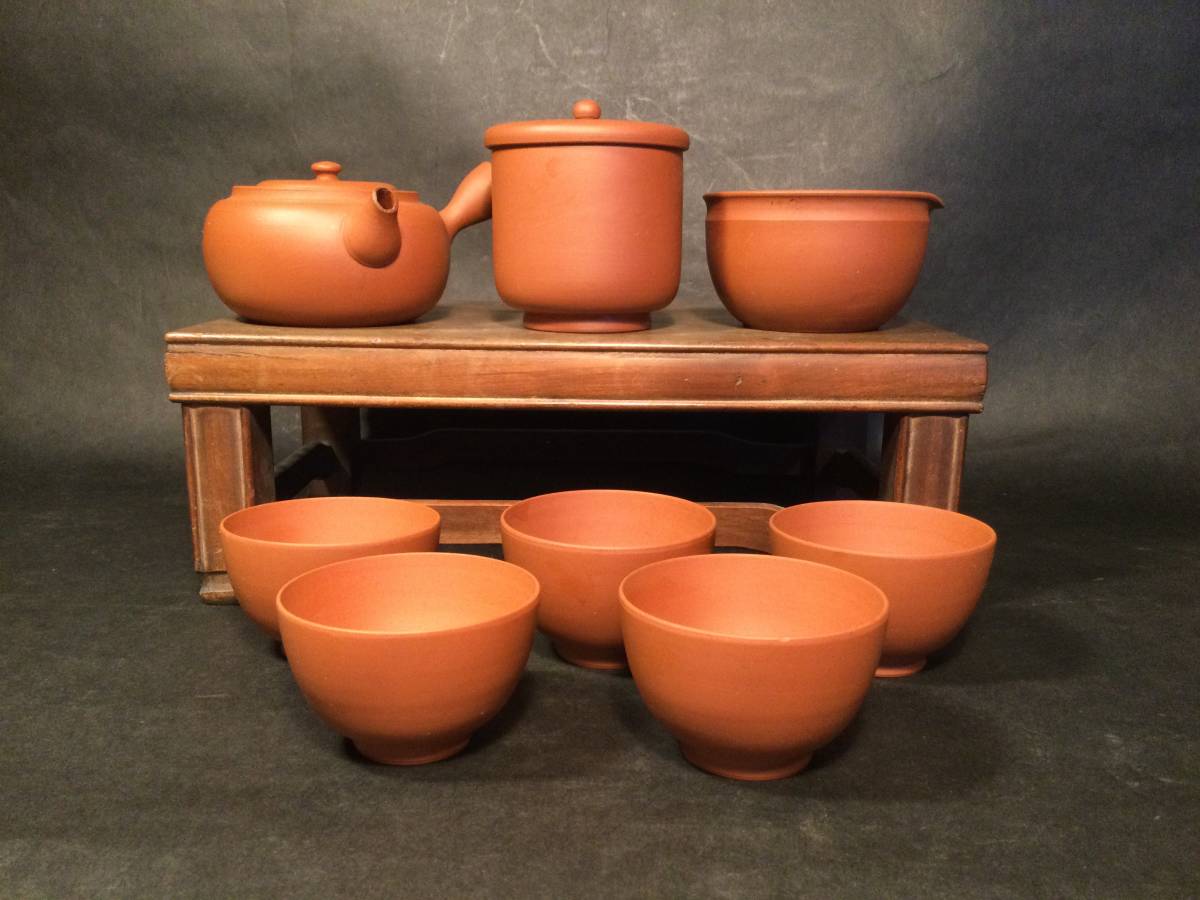 小常山　在銘　茶器　セット　山田常山　常滑焼 朱泥　急須　茶碗　湯覚まし　煎茶　茶道具　人間国宝