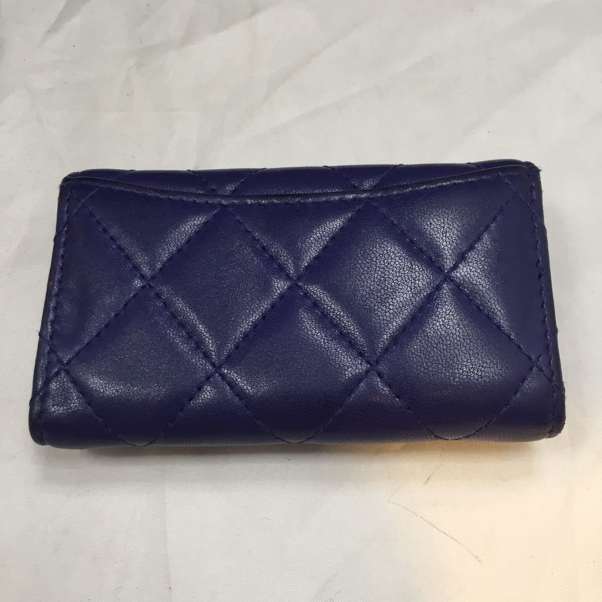 CHANEL シャネル キーケース キルティング 青紫色 レザーキーケース 訳 