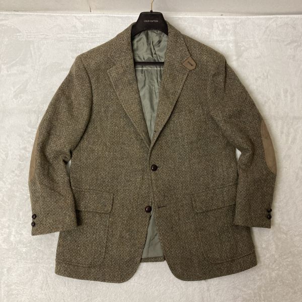 得価，限定SALE 極上品 英国 ハリスツイード &times; Jプレス AUTHENTIC MODEL エルボーパッチ付き ウールジャケット AB7/T175 180 カーキ D141(Lサイズ)｜売買されたオークション情報、yahooの商品情報をアーカイブ公開 Lサイズ