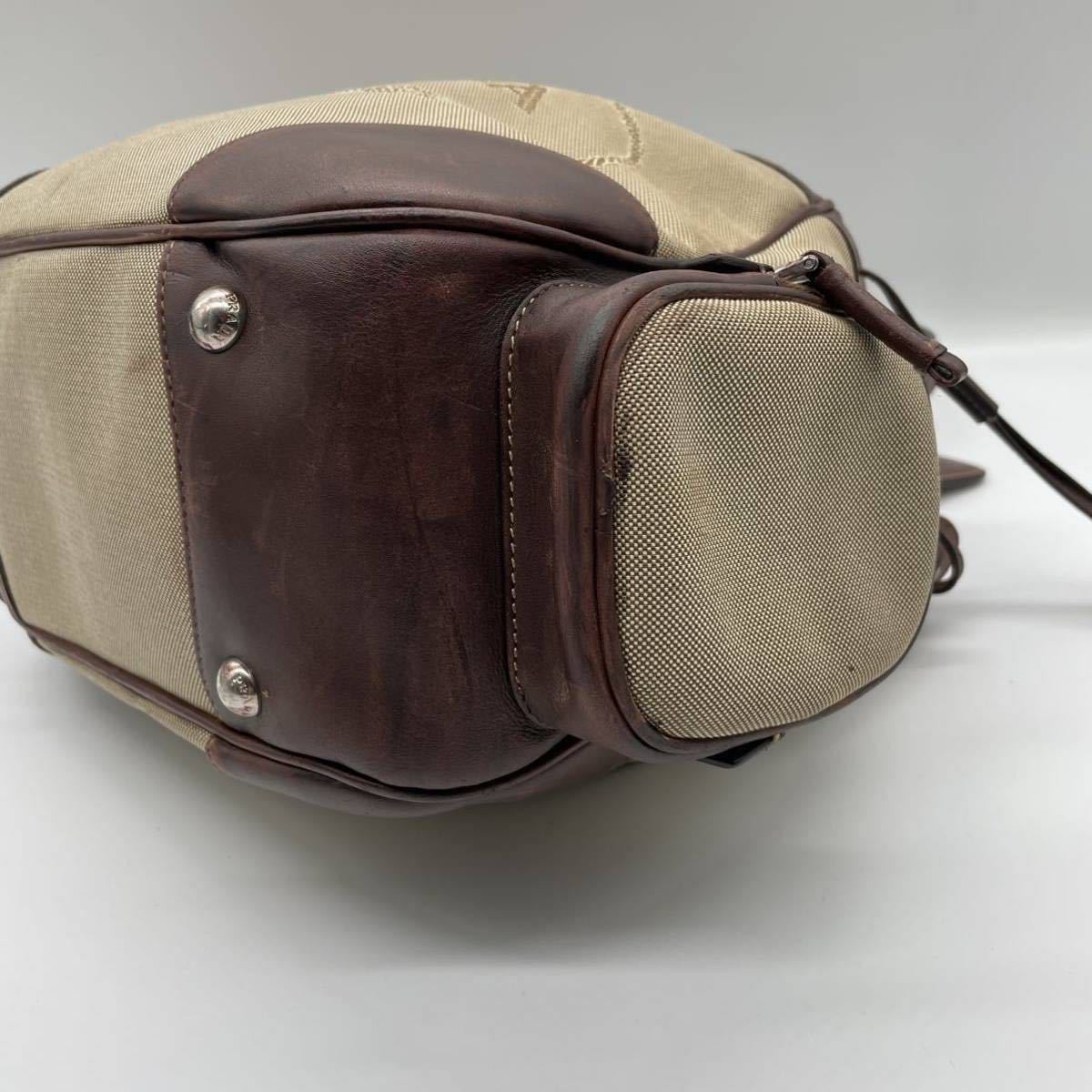 1円 【至極の逸品】プラダ PRADA キャンバス×レザー ワンショルダー 