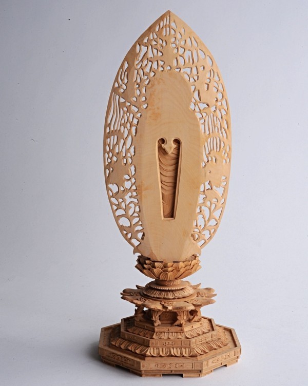合掌釈迦如来立像 16cm(全高33cm) 仏教美術 仏像 釈迦如来 漆箔 玉眼「