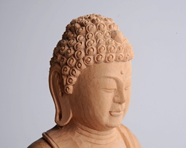 合掌釈迦如来立像 16cm(全高33cm) 仏教美術 仏像 釈迦如来 漆箔 玉眼「
