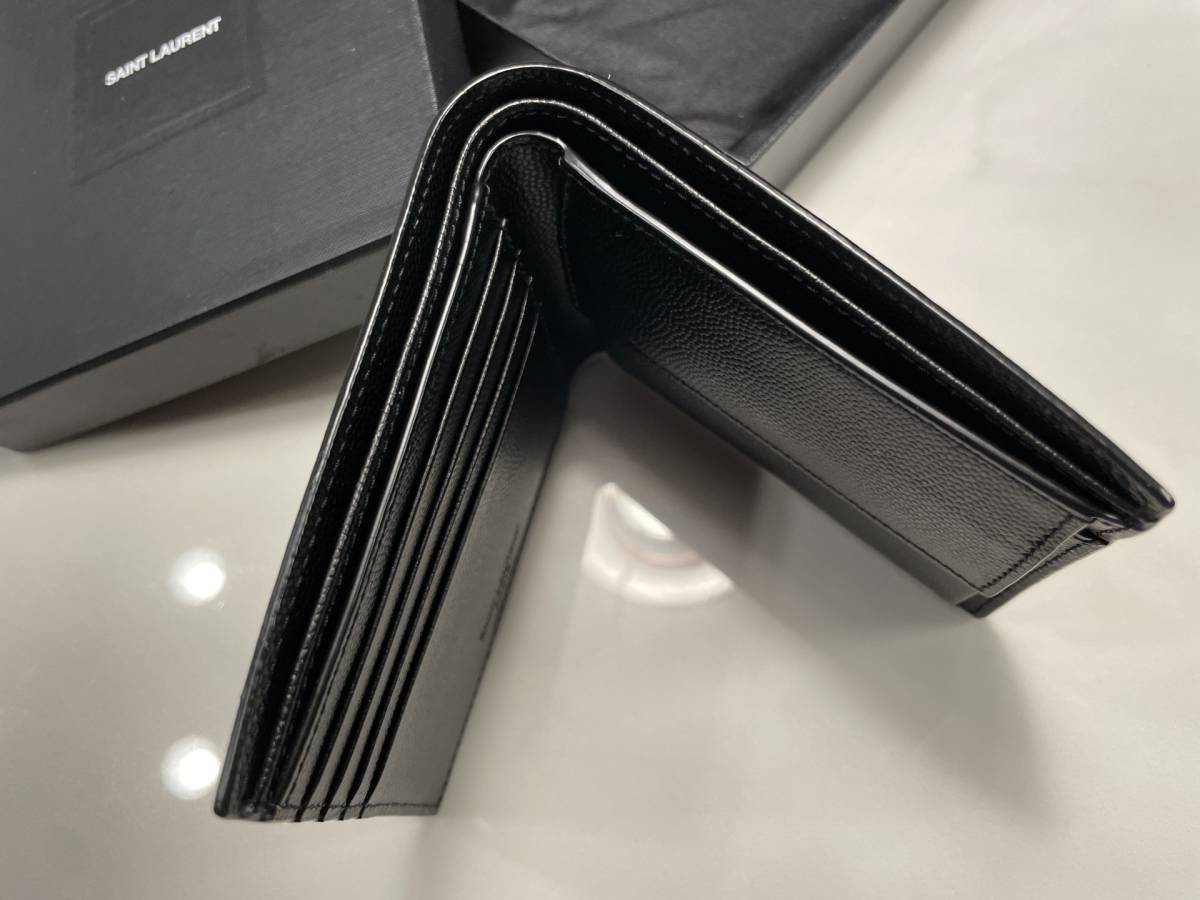 新品SAINT LAURENTサンローラン二つ折り財布小銭入れ付きイースト/ウエスト ウォレット（レオパード柄レザー） LAURENT SAINT サンローラン 財布 メンズ 超美品SAINT