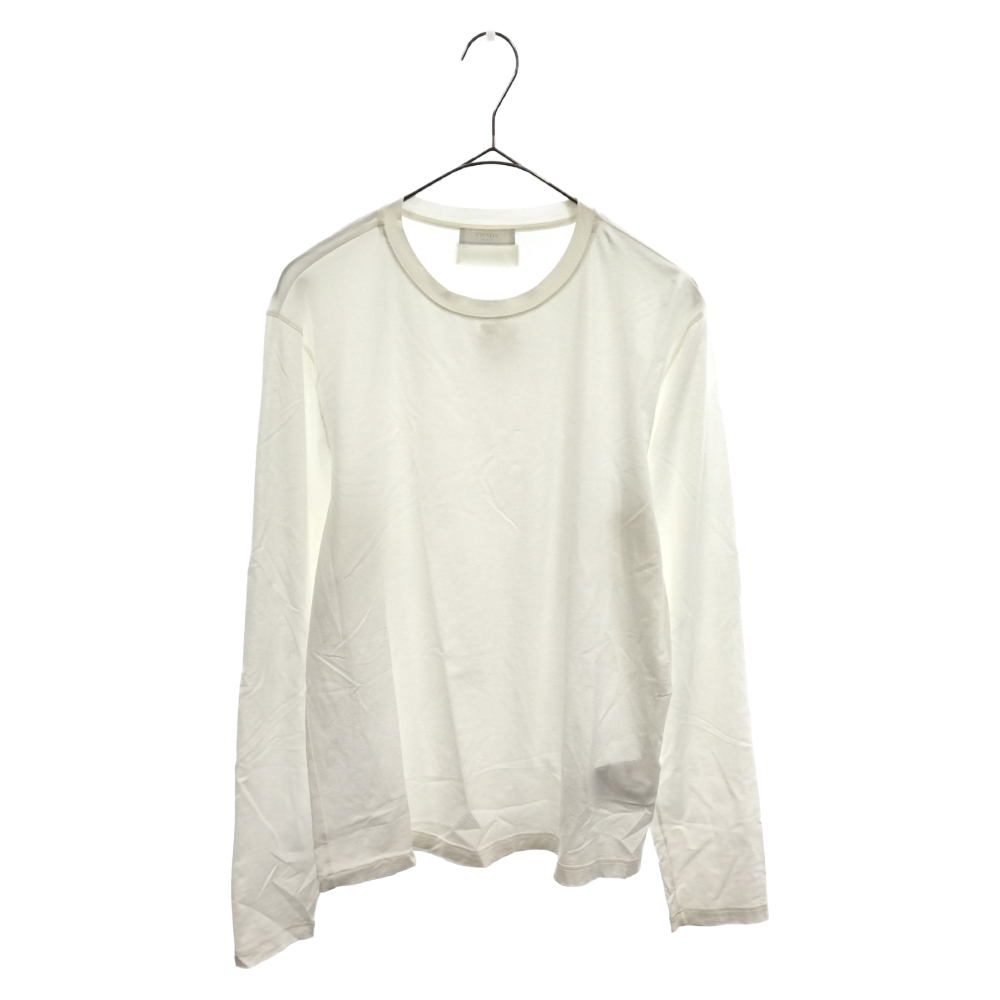 プラダ バックロゴ刺繍クルーネック ストレッチロングスリーブTシャツ UJL565S092710