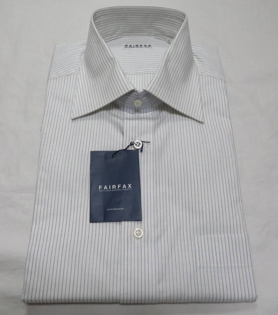 ■新品【フェアファックス】ドレスシャツ ストライプ柄 白×黒 41(XL) #1 FAIRFAX 5532