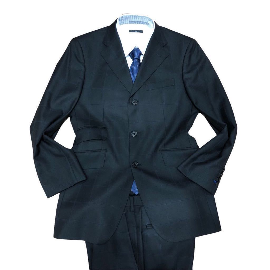 バーバリーブラックレーベル 【大人の品格】BURBERRY BLACK LABEL スーツ　セットアップ　ウィンドウペン　高級羊毛　SUPER 100s S〜M位