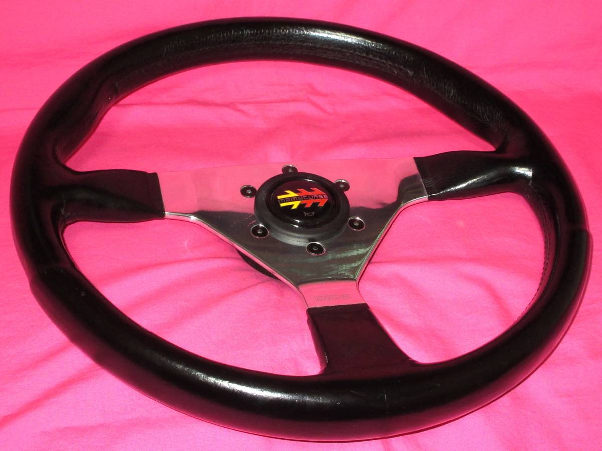 【得価，限定SALE】 4325 正規品 MOMO モモ VELOCE ウ゛ェローチェ 34&Phi; ブラックレザー＆ポリッシュスポーク 89年製 ステアリング ハンドル ホーンボタン(ステアリング、ハンドル本体)｜売買されたオークション情 ステアリング、ハンドル本体