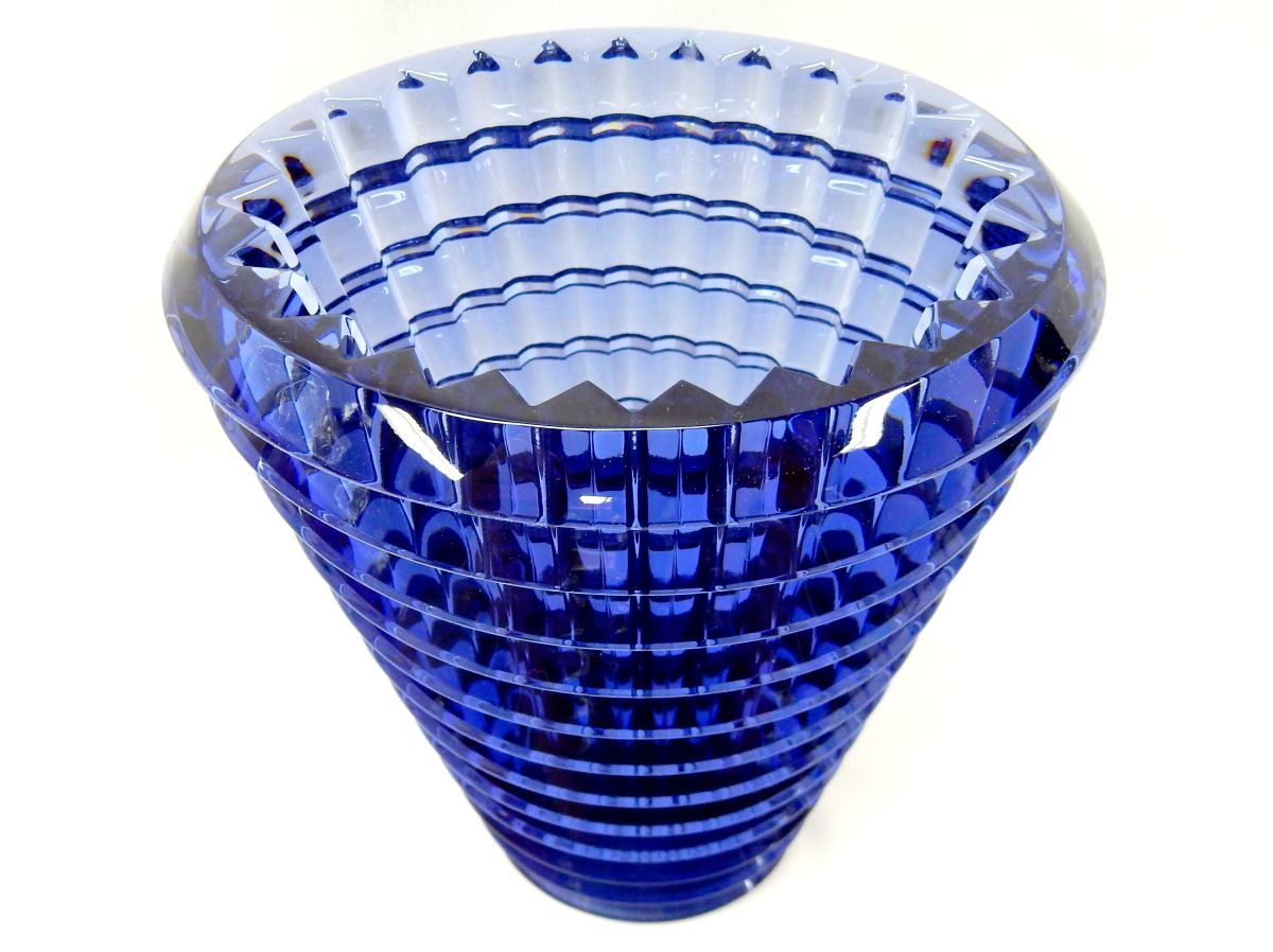 1000円スタート Baccarat バカラ アイベース 花瓶 フラワーベース 青 