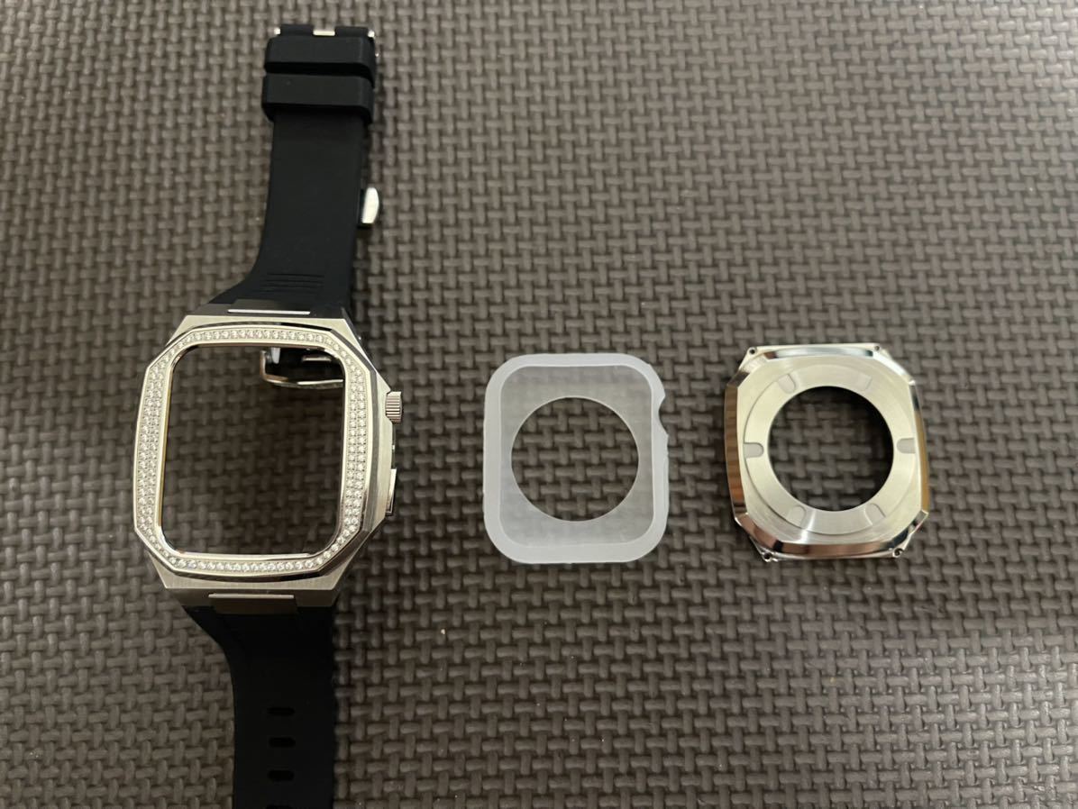 中古美品 アップルウォッチ SERIES7 45mm高級ケース CZダイヤ
