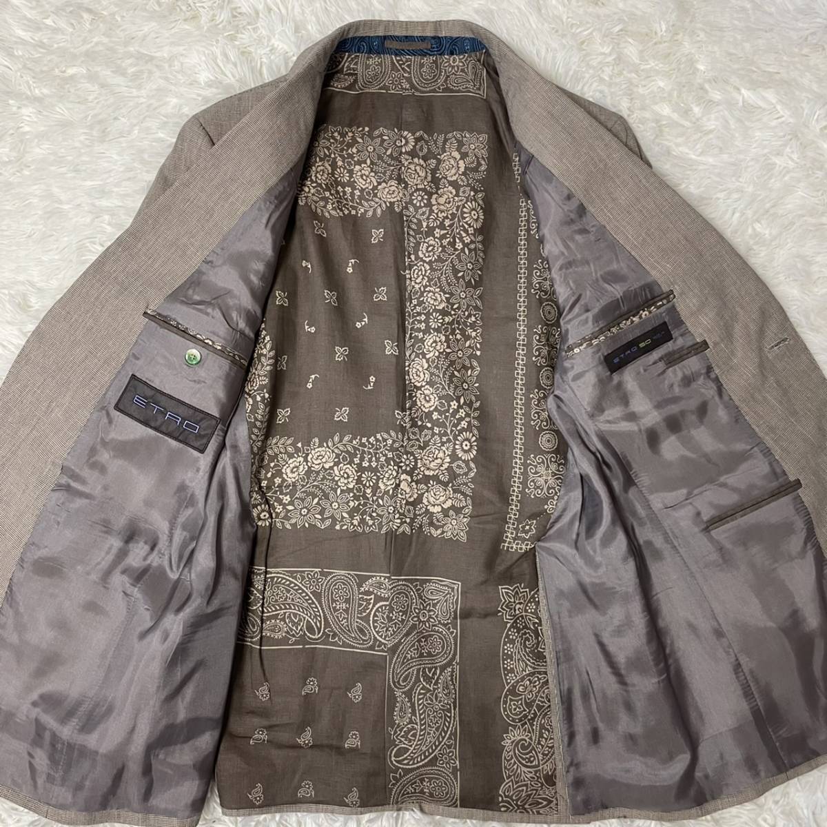 定価30万以上！！》エトロ『圧倒的な存在感』ETRO スーツ 千鳥柄 裏地
