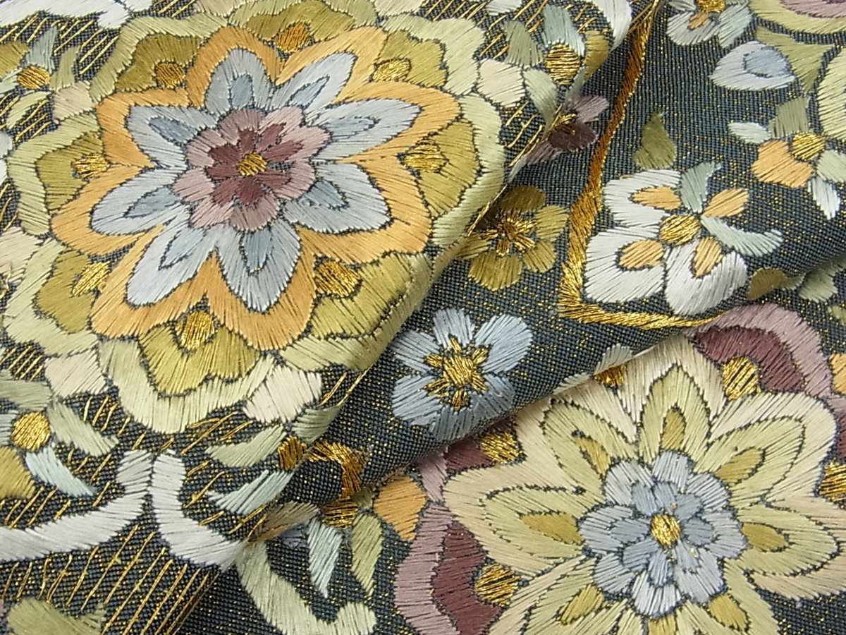 平和屋着物□極上 太鼓柄袋帯 総刺繍 綴れ 正倉院花菱文