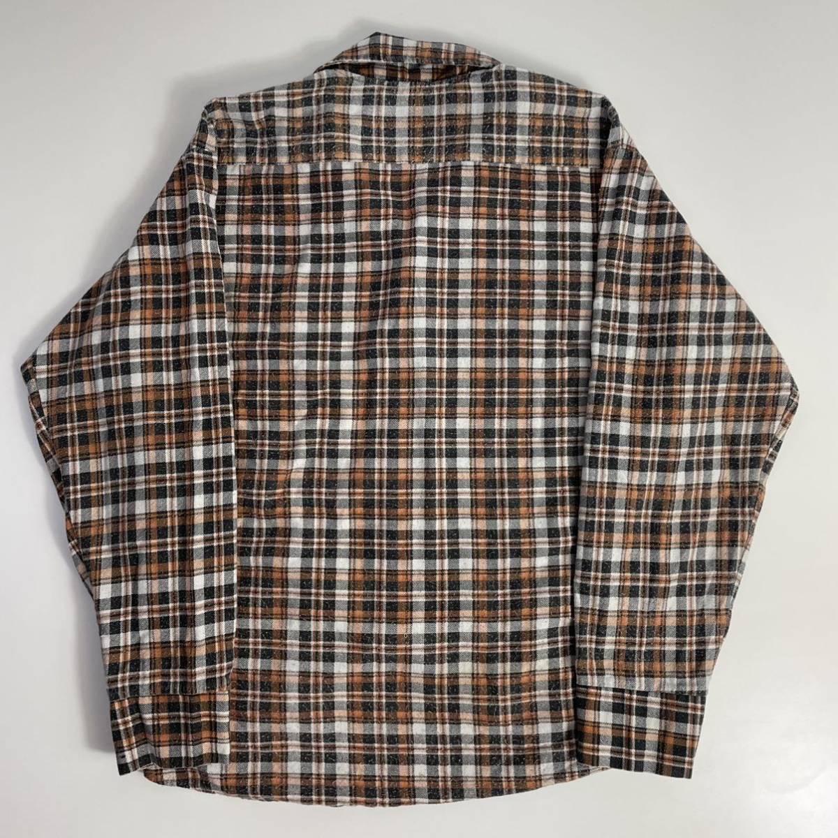1円〜【60s Sears PERMA・PREST オープンカラー プリント ネルシャツ