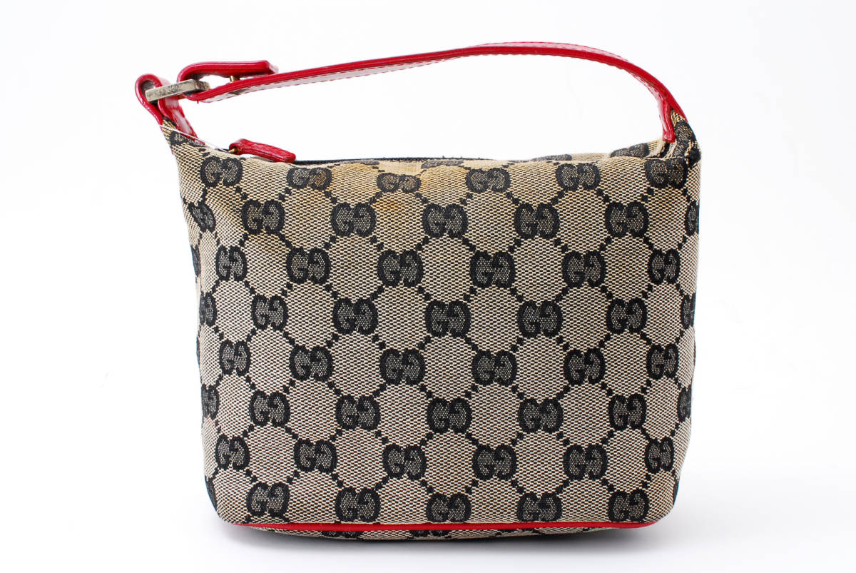 【1円スタート】GUCCI　グッチ　GGキャンバス　レザー　ポーチ　ミニハンドバッグ　039.1147　22-1815