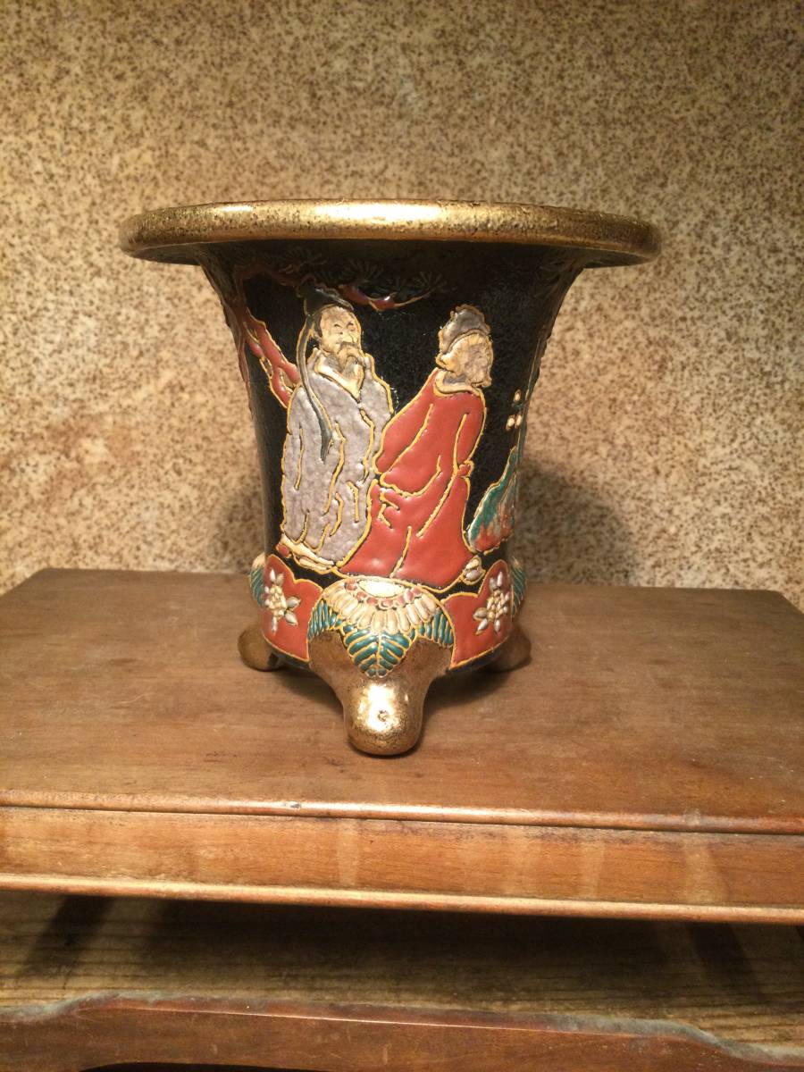 園芸用品 万年青鉢 蘭鉢 富貴蘭 万年青 盆栽鉢 三足 陶器 昭和五十九年 1