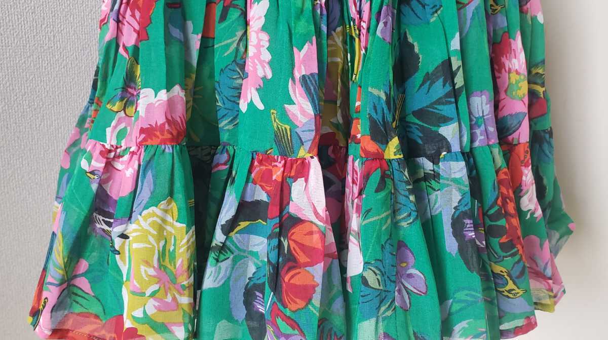 KENZO☆ケンゾー☆綿ローンブラウス＋ミニスカート☆お花と小鳥柄  