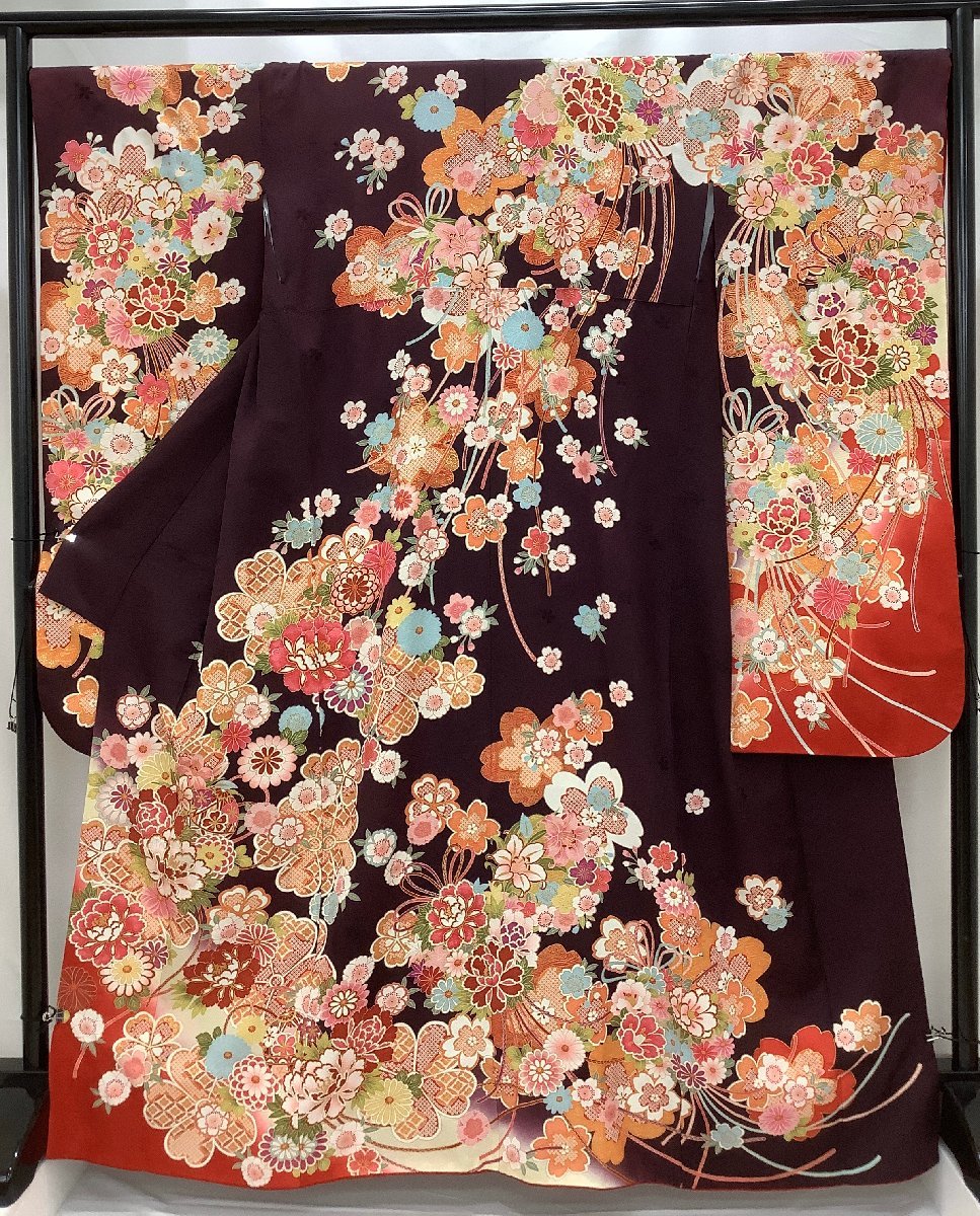 着物cocon☆振袖 金駒刺繍 身丈177.5 裄丈73 正絹 赤系 成人式