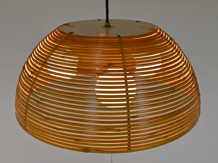 70年代ヴィンテージ ヤマギワ 竹材 ペンダントライト 2灯/伝統工芸