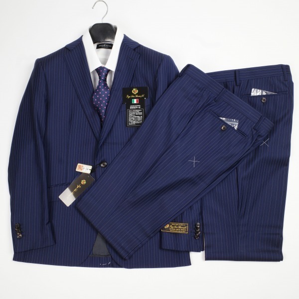 新品1円～★定価13.7万 イタリア生地 ロロピアーナ Loro Piana スーパー130's生地 2パンツ ウール毛 ストライプスーツ 94A6 ◆7274◆ ロロピアーナ イタリア生地 Loro 102BB6 値下げ ノータック◆4744◆