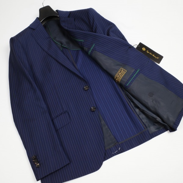 新品1円～★定価13.7万 イタリア生地 ロロピアーナ Loro Piana スーパー130's生地 2パンツ ウール毛 ストライプスーツ 94A6 ◆7274◆ ロロピアーナ イタリア生地 Loro 102BB6 値下げ ノータック◆4744◆