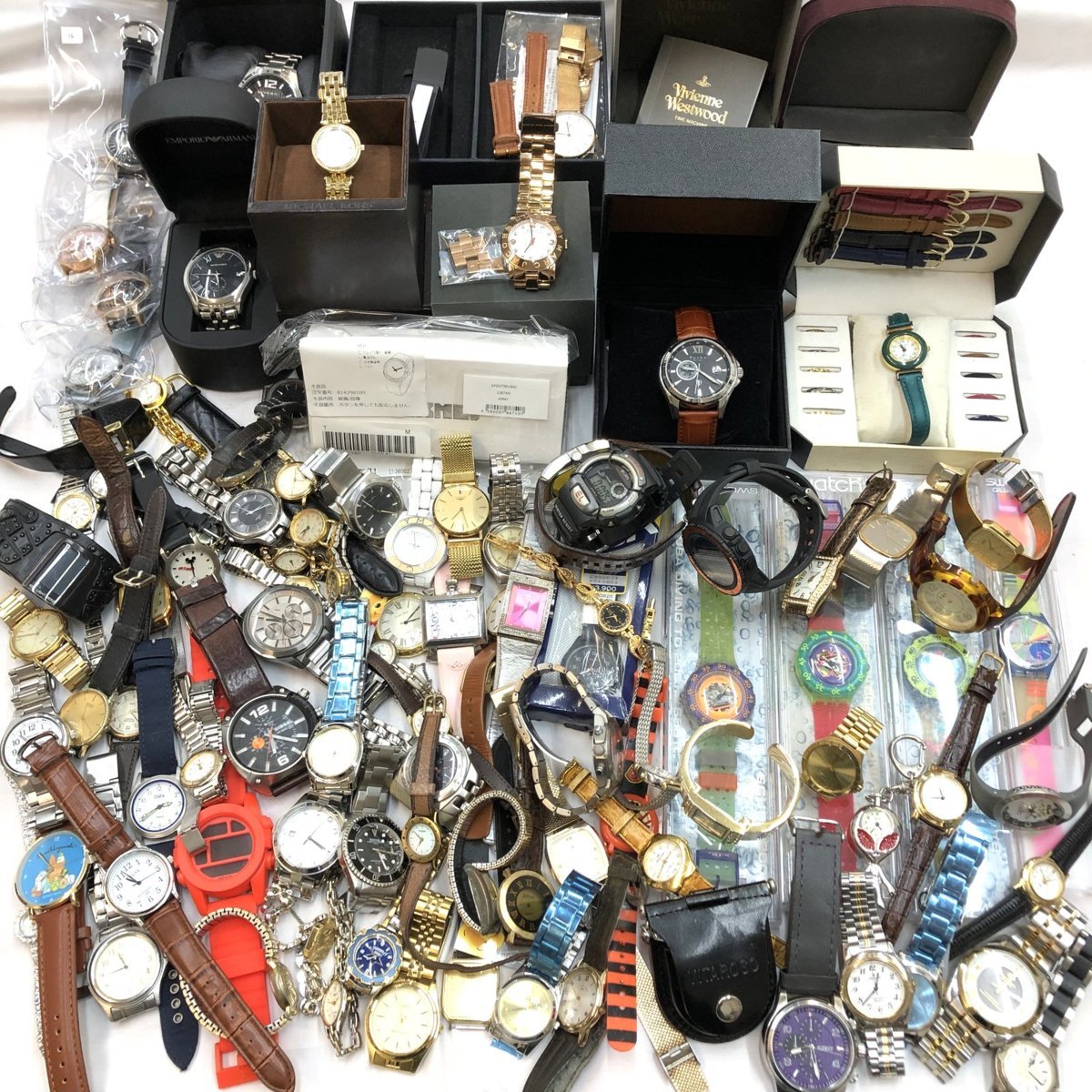 ジャンク 100本セット まとめて 大量 セット 部品取り 腕時計 GAGA MILANO EMPORIO ARMANI etc RY6019