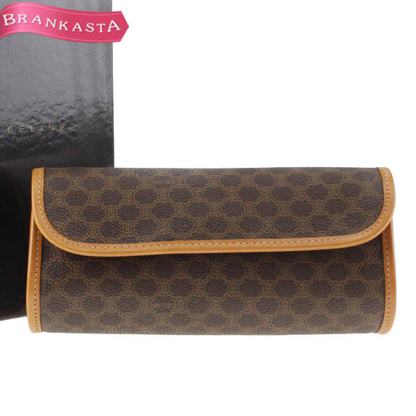 【美品】CELINE/セリーヌ ブラゾン マカダム柄 MC99/2 メンズ レディース ポーチ レザー ブラウン 他 [NEW]★41WA66