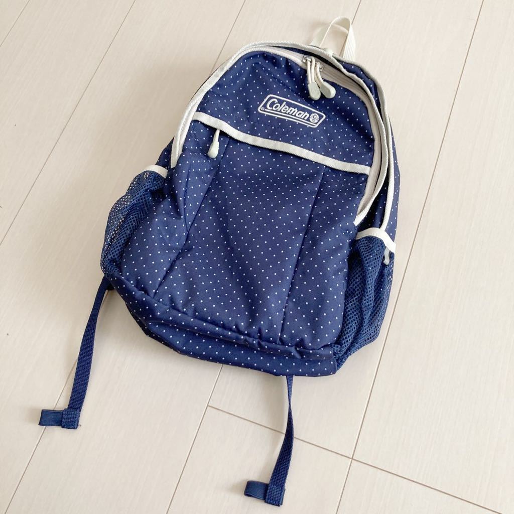 Coleman コールマン リュック ネイビー紺ドット水玉 子供 キッズ 遠足 