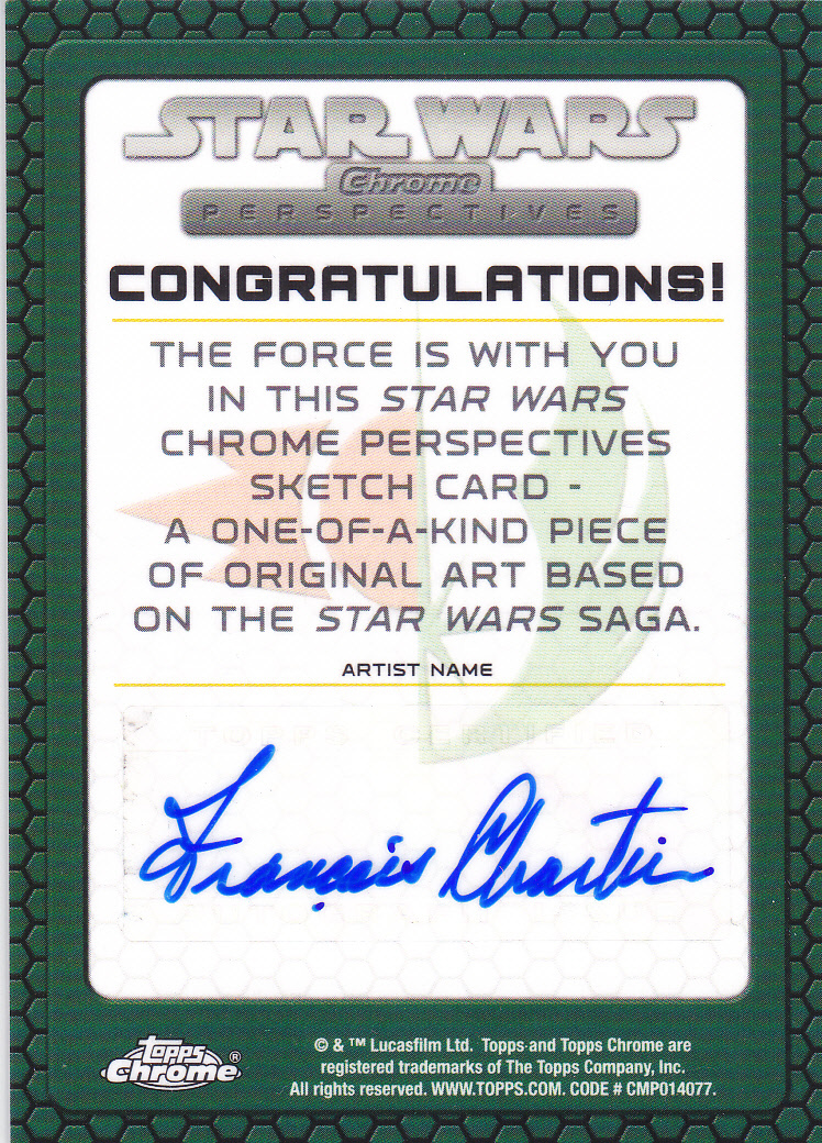 2014 TOPPS STAR WARS CHROME PERSPECTIVES Darth Maul Sketch 1/1 