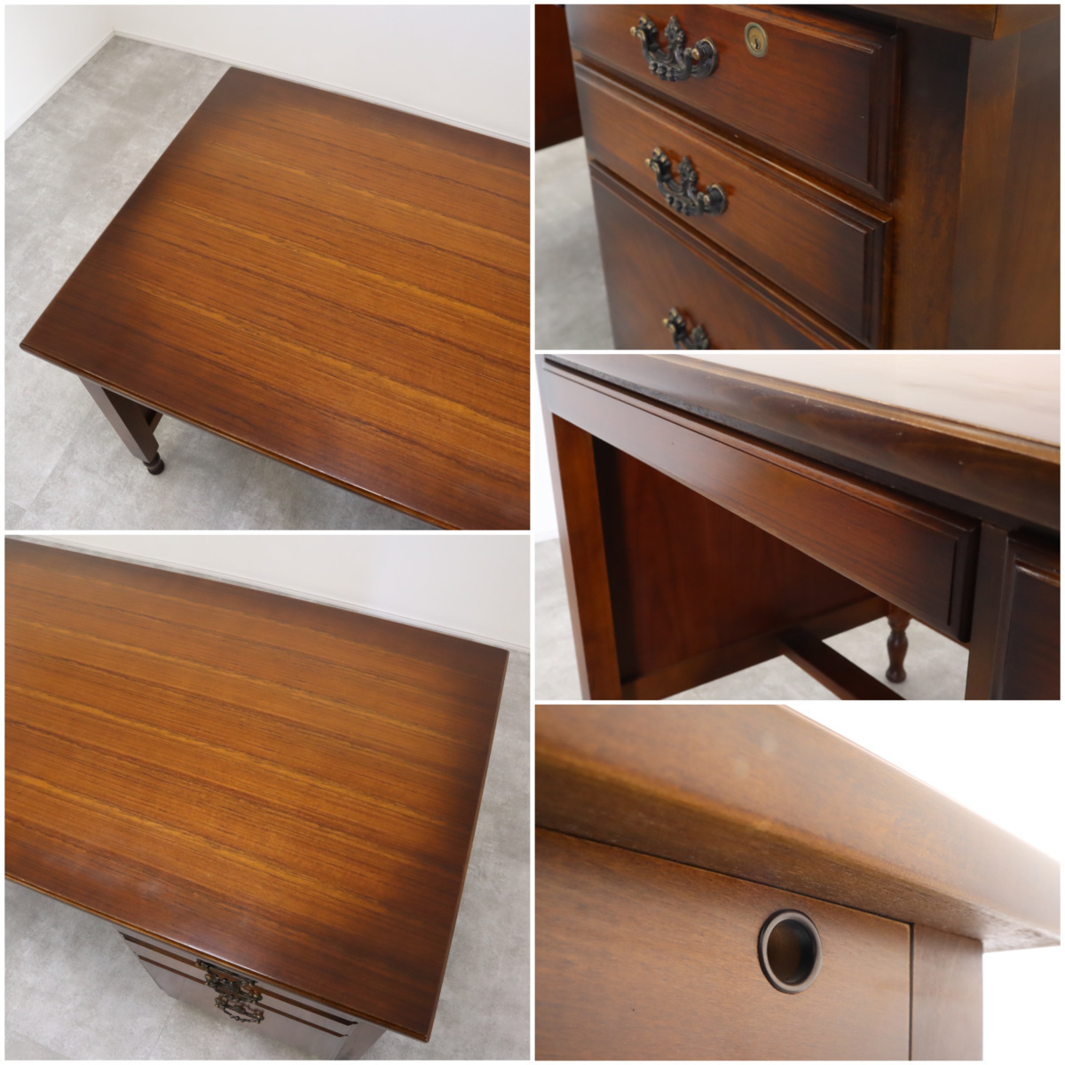 カリモク家具/karimoku 書斎デスク コロニアルシリーズ 片袖デスク 鍵