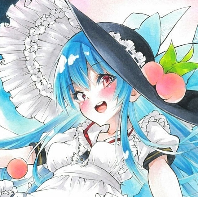 ☆同人手描きイラスト 東方Project/比那名居天子 色紙☆ 同人手描き