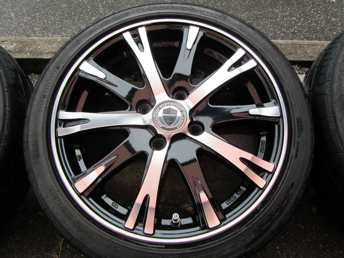 PCD100 4穴 work 15インチ ブラックホイールセット 5スポーク PCD100 4穴 work 15インチ ブラックホイールセット 5スポーク