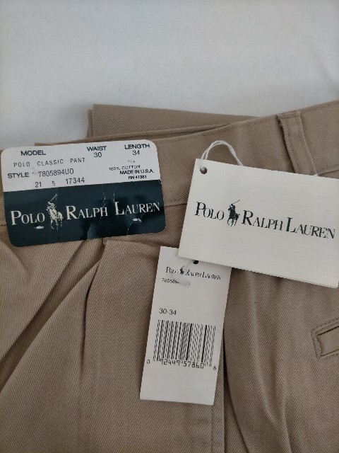新品 デッドストック 90s ビンテージ USA製 POLO RALPH LAUREN POLO CHINO ポロラルフローレン 2タック チノパンツ CLASSIC PANT W30L34 デッドストック 90s 新品 by ポロラルフローレン スイングトップ