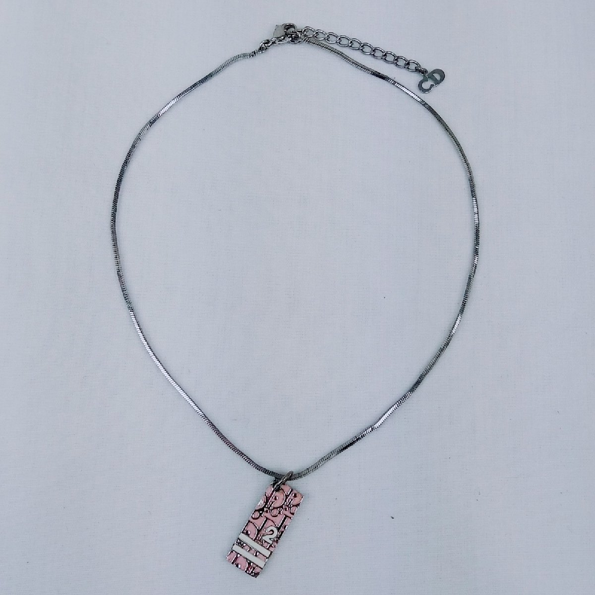 レディース ！美品！ DIOR ネックレス トロッター ピンク シルバー 44aa