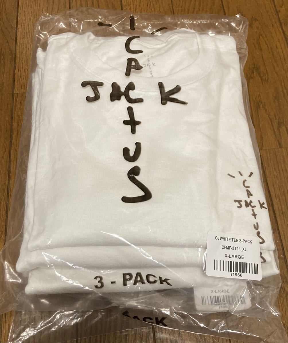 新品未開封 XL Travis Scott着用 Cactus Jack 3 パック Tシャツ 