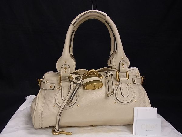 人気SALE，お買い得 1円 極 Chloe クロエ パディントン レザー ハンドバッグ トートバッグ 手提げかばん 手持ち レディース ベージュ系 a3851uオ(かばん、バッグ)｜売買されたオークション情報、yahooの商品情報をア かばん、バッグ
