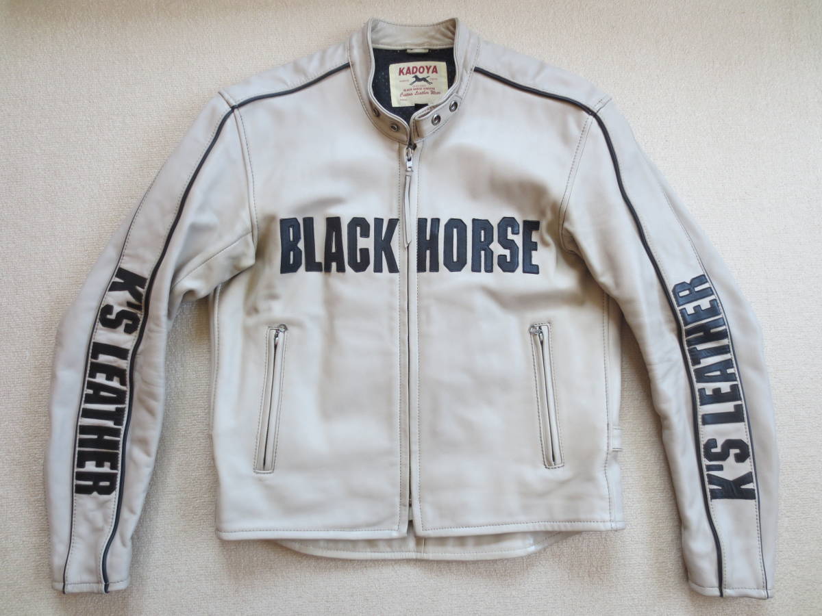 ■□KADOYA BLACK HORSE　カドヤ　K’S LEATHER　LLサイズ 牛革ジャケット 背面パット付 メンズ バイクウェア□■
