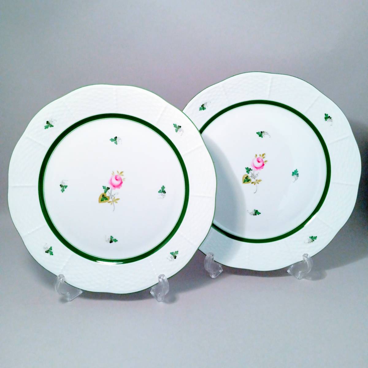 ◇ヘレンド Herend ウィーンの バラ 薔薇 プレート 2枚 ディナー ペア