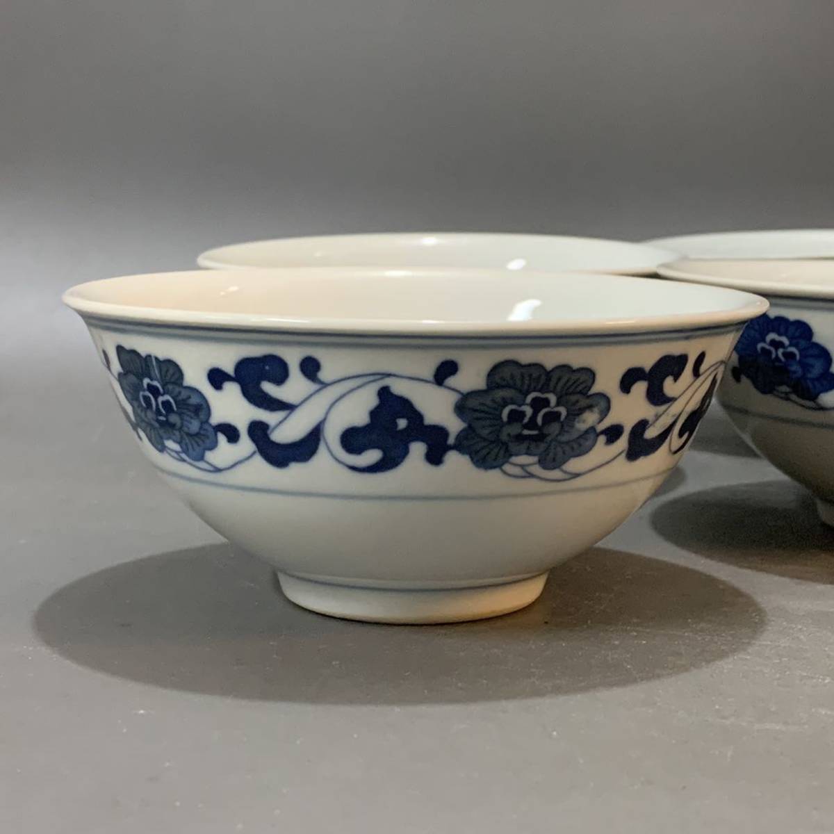 煎茶碗 唐物 染付 中国 030レトロ雑貨 山水 漢詩 徳不孤必